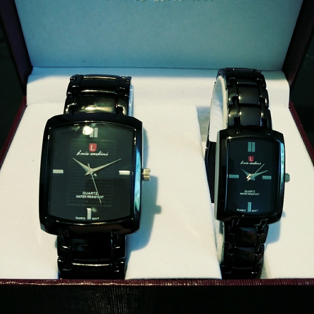 His&Hers Matching Luis Cardini Quartz MOVT Watches